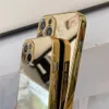 Custodia per telefono con specchio per trucco in oro placcato argento di lusso adatta per iPhone 15 11 12 13 14 Pro Max X XR XS 7 8 Plus copertura antiurto 240102