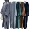 Vêtements ethniques Moyen-Orient Dubaï Automne Hiver Robe quotidienne Musulman Abaya Femmes Plaine Robe à manches longues Islamique Femme Kaftan Turquie Arabie