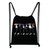 Sacos de compras Central Perk Coffee Friends TV Show Drawstring Bag Impressão Mochila Diariamente Casual Meninos Meninas Mochila