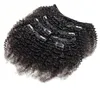 Kinky Curly Clip in Human Hair Extensions 7pcs Ustaw naoutralny kolor Clipin Full Head 7 szt. Remy Hair 4B 4C 3B 3C5416531