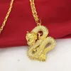 Micro Paved Zirconia Dragon Shaped Pendant Chain 18K Yellow Gold Filled Blingfashion Womens Mens Pendant Necklace255P