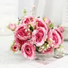 Fleurs décoratives artificielles Rose blanc Rose Bouquet de fleurs en soie maison jardin décoration mariage Roses faux