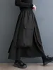 Kjolar tannt kvinnliga kjol asymmetri lapptäcke svart länge för oregelbunden avslappnad hög midja 2024 mode