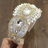 Saç klipleri bohemia el yapımı vintage yeşil siyah kristal rhinestones kafa bandı çiçek tiara lüks baş aksesuarlar kadınlar için