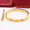 Nueva marca Brazalete de diseño clásico Pulsera de tornillo de oro de 18 quilates Joyería de moda Pulseras de moda de lujo Diamante de acero de titanio para mujeres Hombres Pulseras de uñas Regalo de boda