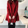 여자 재킷 라펠 레이디 코트 스타일리시 한 빈티지 모직 트렌치 따뜻한 중간 길이 이중 가슴 포켓 버튼