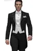 Blazers Custom Made Black Groom Tailcoat Groomsman Men's Wedding Prom Suits (Jacket+Pants+Vest+Bow Tie)