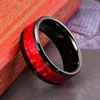 Cluster Anéis Moda 8mm Homens Preto Aço Inoxidável Inlay Imitação Red Opal Promessa para Mulheres Casamento Banda Jóias Atacado