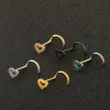 Orecchini a bottone da naso in acciaio inossidabile di moda a forma di cuore Anelli da naso multicolori Ganci Penetranti Gioielli per body piercing ZZ