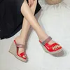 Sandals QPLYXCO 2024 Summer Woman's Espadrilles Shoes Weaved Platform Sole Yellow Open Toe Wedges Heels Slides Size 49 50