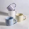 Mugs Ins Dot Simple Color Ceramic Mug With Handle Cream Soft FUFU Creative Water Cup Large Capacity Breakfast Milk Coffee