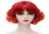 GtgtgtNouvelle mode Anime frange soignée cheveux courts bouclés orange mandarine à rouge Cosplay Wig3852535