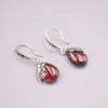 Brincos pendurados Pure S925 Sterling Silver Red Garnet Mulheres Water Drop Zircon