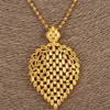 Collier de dubaï pour femmes, pendentif en Plume éthiopienne, jaune 14k, or fin massif, bijoux GF, fleur arabe africaine, cadeaux 265L