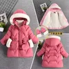 Giacca invernale da bambina Invia guanti Collo di pelliccia caldo Cappotto da principessa Cerniera con cappuccio Capispalla per bambini Parka imbottito in cotone Tuta da neve 2-8 anni 231229