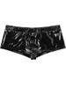 Underpants S-5XL Faux Shiny PU Leather Boxershorts Men Underwear Wet Look PVC Boxer Shorts Open Hole Trunks Tights Sexy Calzoncillo Briefs