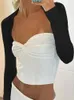 Canottiere da donna Tossy Knit Top a tubo Donna Bianco Corsetto senza spalline Estate Basic Senza schienale Spalle scoperte Top corto Bustier Casual Streetwear