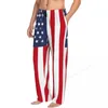 Vêtements de nuit pour hommes Drapeau des États-Unis 3D Pantalon de pyjama décontracté Poches à cordon de serrage Bas de sommeil 2024 Pantalon droit ample imprimé