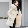 Trench da donna 2024 Inverno Aggiungi velluto spesso lungo cappotto imbottito in cotone Piumino coreano femminile da donna Parka Capispalla moda soprabito