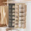 Organizers Double Sides Underwear Bra Storage Bag Clear Hanging Tie Scarf Socks Organizer Foldable Home Wardrobe 240102