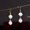 Boucles d'oreilles pendantes pour femmes, pendentif en perles d'eau douce, Simple, capricieux, élégant, délicat, fleur de coquille naturelle