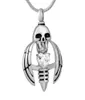 Nytt Z793 Silver Hold Crsytal Wing Skeleton Rostfritt stål Memorial Urn Necklace For Ashes Mens Keepsake Cremation Jewelry Pen4022211