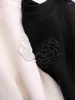 Kvinnors T-skjortor Virka 3D Flower Autumn Winter O-Neck Långärmad T-shirt Korean Fashion Pullover Sweatshirt