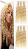 딥 파 스타일 버진 브라질 613 머리 확장 금발의 깊은 곱슬 곱슬 3pcs 로트 꿀 가장 가벼운 금발 머리 묶음 페루 버진 5699186