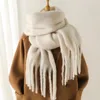 Шарфы Удобный для кожи шарф Уютный утолщенный однотонный женский шарф с кисточками на осень-зиму Мягкая теплая широкая шаль с длинной защитой шеи