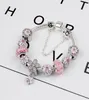 925 Sterling Silver Pink Murano Glass Beads Charm Cherry Blossom Bracelet Chain Fit P European Bracelet Jewelry Making Bangle DIY Daisy Pendant Women4315838