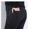 Men's Jeans Women Thermal Winter Snow Warm Plush Stretch Lady Skinny Thicken Students Denim Pants Fleece Mom Fur Trousers