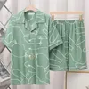 Women's Sleepwear Fat Plus Size 200 G Men's Pajamas Short Sleeve Shorts Summer Thin Medium And Youth Home Furnishing Set