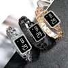 Armbandsur Electronic Watch Abs Easy Lease Digital Display Stylish Square Rhinestone LED Simple Design