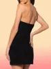 Casual Dresses Women Y2K Strapless Bodycon Mini Dress Sexy Contrast Color Bow Tube Summer Short Bandeau For Teens Club