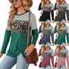 Damen T-Shirts Mode Slim Fit Damen Bluse Langarm Pullover Top für Damen T-Shirt Leopardenmuster Lounge Wear Lady Herbst Winter