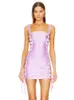 Casual Dresses Sexig Crisscross Hollow Out Binding Mini Dress Women Violet Square Collar Sleeveless Lace Up Bodycon Cocktail Party