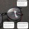 Güneş Gözlüğü Vintage Yuvarlak Çerçeve Çok Etkileşimli Okuma Gözlükleri Ultralight Yakın ve Uzak Presbiyopya Moda Rengi Değiştiren Pokromik gözlükler
