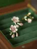 Brincos originais série jardim de rosas vintage requintado rosa flor de cerejeira feminino espiral linha clipe de orelha yhpup loja oficial