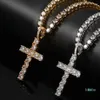 Shining Diamond Stone Cross Pendants Necklace Jewelry Platinum Plated Men Women Lover Gift Couple Religious Jewelry196D