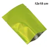 100 pièces 12x18 cm papier d'aluminium vert ouvert sacs d'emballage de qualité alimentaire sous vide Mylar pochette d'emballage thermoscellé café thé poudre St8659612