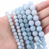 Bangle Blue Aquamarines Stone Beads Round Natural Loose Spacer Beads for Jewelry Making Diy Bracelet Earring Accessroies 4/6/8/10/12mm