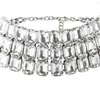 Anhänger Halsketten Übertreiben Big Square Choker Halskette Hochzeit Schmuck Für Frauen Luxus Kristall Mehrere Reihen Braut Kragen