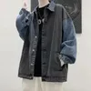 Jaquetas masculinas denim jaqueta primavera outono manga longa preto oversized harajuku jeans roupas masculinas moda coreano topos roupas