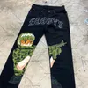 Y2K anime printed street hip-hop high-waisted jeans female punk Harajuku casual trousers sexy all-match wide-leg pants men 231229