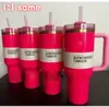 US STOCK Winter Pink Shimmery Co-branded Target Red 40oz Quencher Tumblers Cosmo Parada Flamingo Valentines Day Gift Cups 2nd Car mugs GG0105