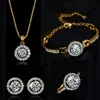 Top qualité exquis cristal femmes collier de mariage boucle d'oreille bracelets bague ensemble de bijoux argent plaqué Zircon bijoux pour mariée 240102