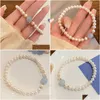 Chaîne douce perle d'eau douce bracelet aigue-marine perles de cristal mode femmes été plage élastique amitié bracelets livraison directe Dh0Cv