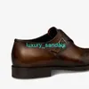 BERLUTI Herenschoenen Leren Oxfords Schoenen Berluti Heren Patchwork Demesure Patroon Leren Monnik Schoenen Donkerbruin 055 HBYN