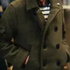 Herrjackor Autumn Winter Jacket ha vindtätt varm kappa mode fast färg tweed man brittisk stil affär gentleman toppar