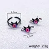 Cluster Ringe 2024 Mode Lustige Süße Fledermaus Monster Halloween Y2K Damen Ohrring Ring Kombination Set Kreative Schmuck